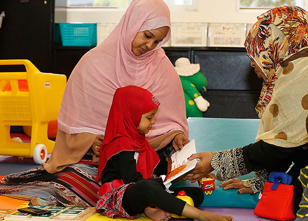 Amira and Hanan Yusuf working on early learning
