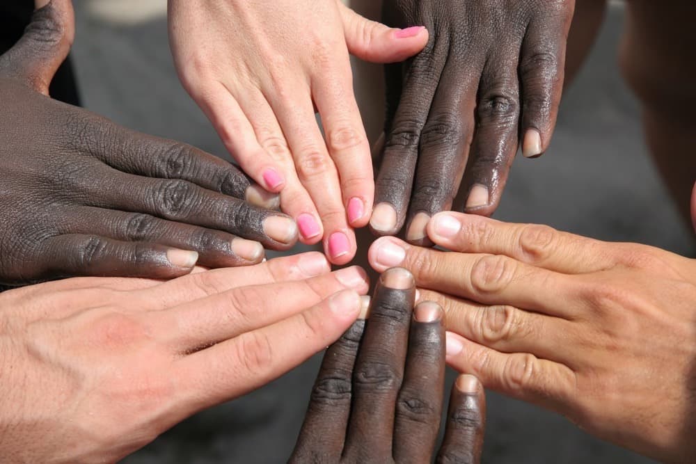 Image of multi-racial hands for racial disparity report