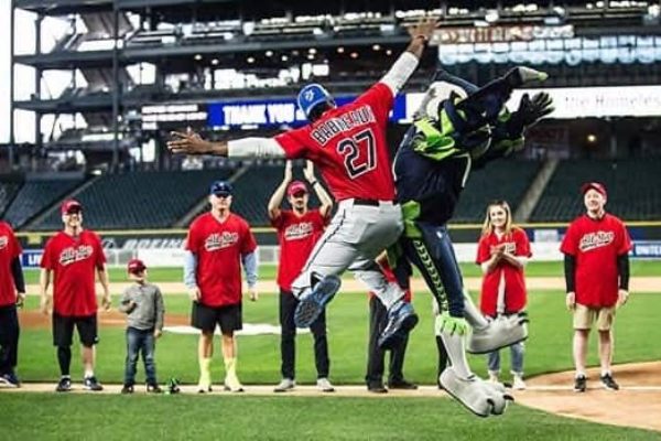 Seattle Mariners Randy Johnson Dan Wilson Jay Buhner at All-Star Softball Classic