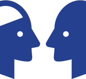 icon of silhouette profile of two faces pointed toward each other