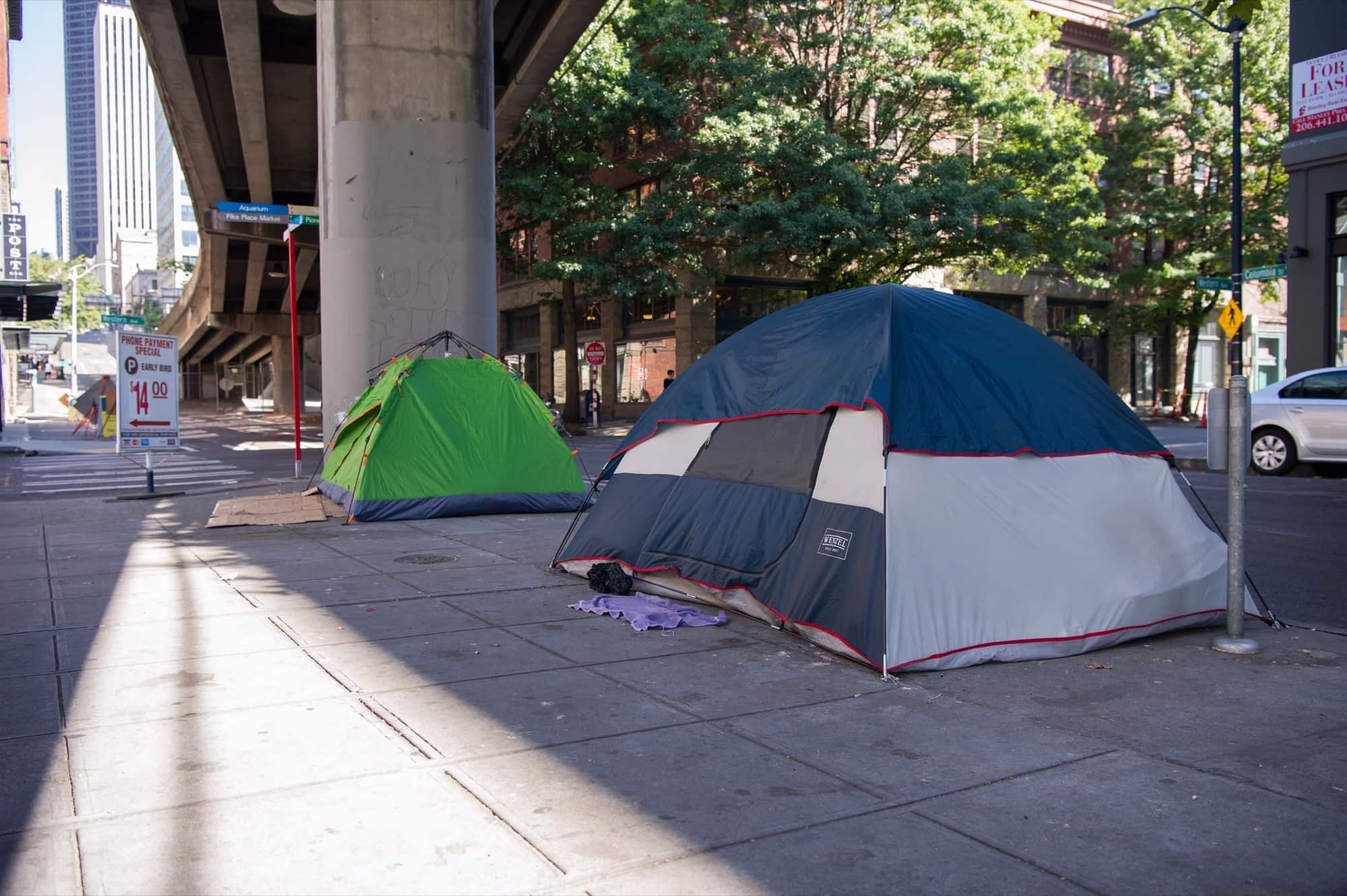 Sleeping outside in downtown Seattle