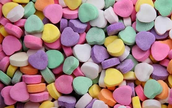 Multi-color candy hearts to celebrate Valentine's Day