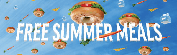 Free Summer Meals - carrots, bagels and cheese flying through the air