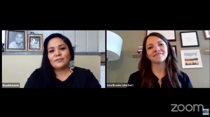 A screenshot of two people on camera.