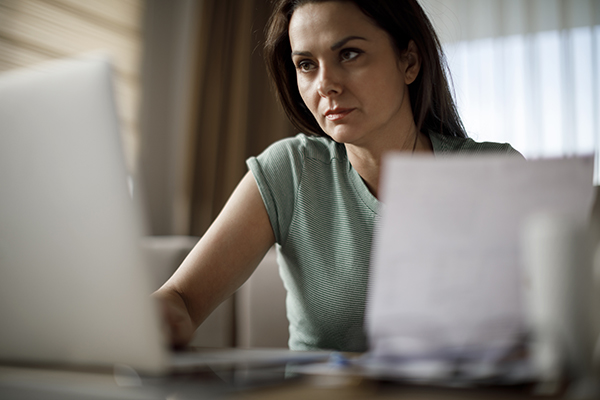 Student working from home on laptop