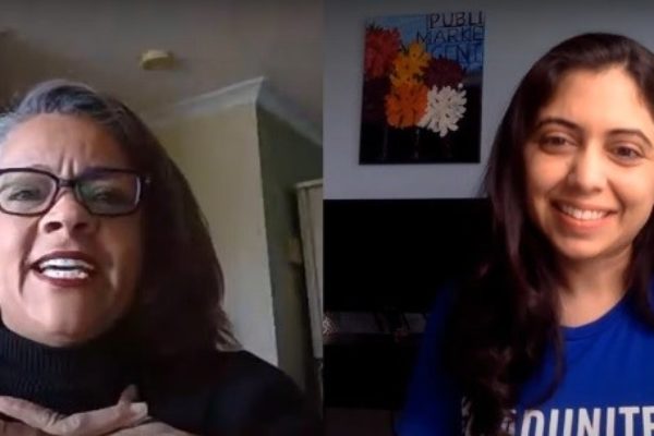 screenshot of Liahann Bannerman, United Way’s director of volunteer engagement, and Archana Verma, United Way’s associate director of affinity marketing, during a zoom webinar on volunteer opportunities during covid-19