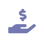 icon of hand opening up to dollar symbol