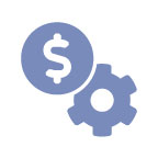 Icon of dollar sign and a cog wheel