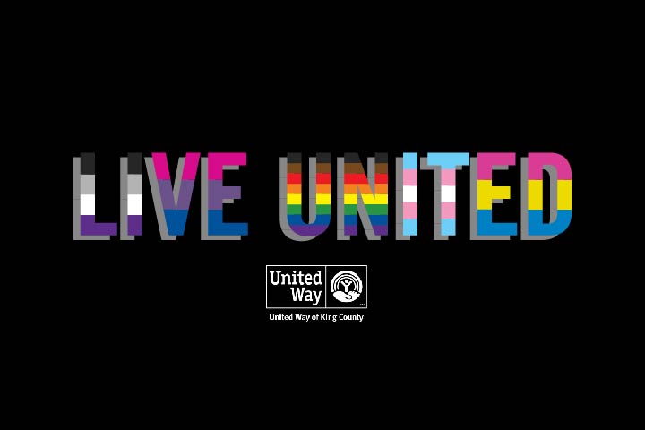 A graphic that says Live United in rainbow colors.