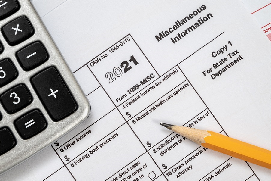 2021 Tax Form 1099-misc on a white background.