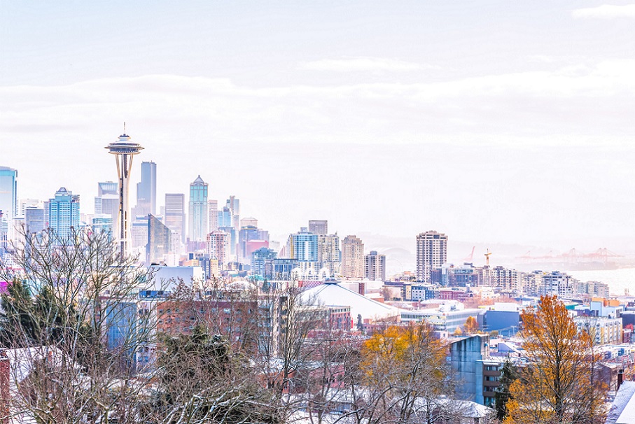 Snowy image of Seattle